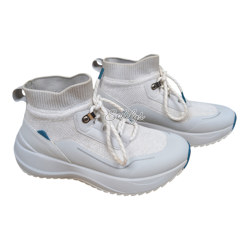 Vessi Stormburst High Womens 6 Frost White Waterproof Knit DymaTex Sneaker Boot